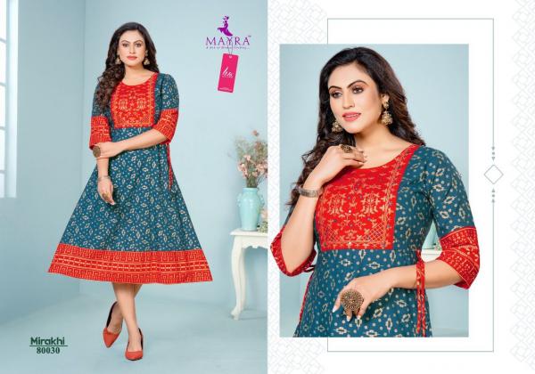 Mayra Mirakhi Rayon Ethnic Wear Anarkali Kurti Collection